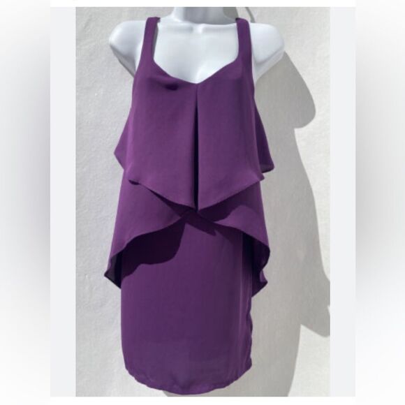 Anthropologie Pins & Needles Sz Med Sleeveless Purple Mini Flowy Tiered Dress - Picture 2 of 5